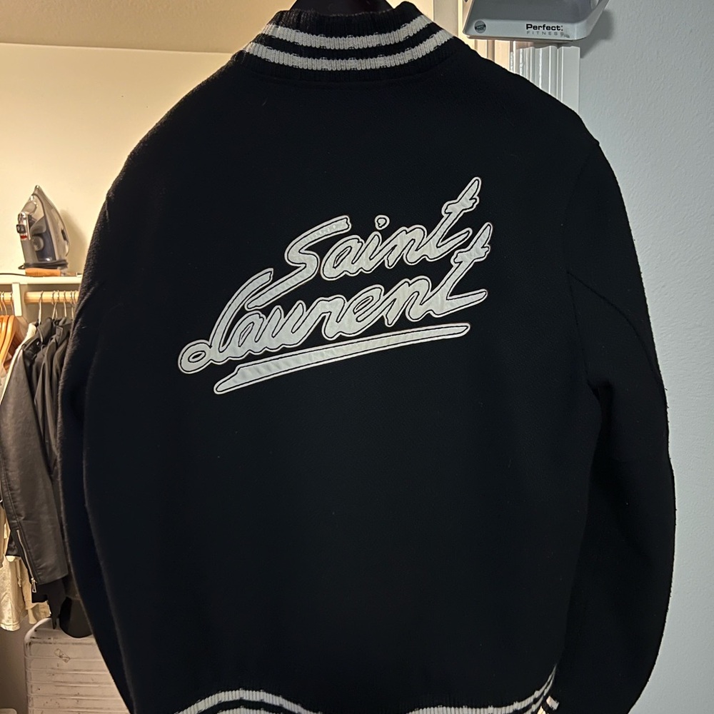 Saint Laurent Teddy Logo-Appliquéd Wool-Blend Bomber Jacket